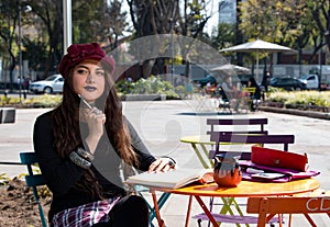 Tourist hipster girl in la Condesa, Mexico City photo