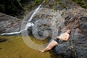 Tourist on Huai To waterfall