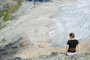 Tourist at Illecillewaet Glacier