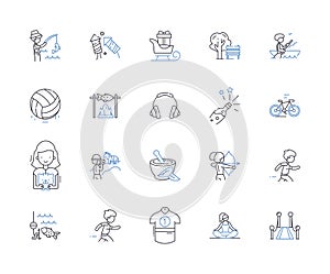 Tourist industry line icons collection. Vacation, Travel, Hospitality, Adventure, Tourism, Sightseeing, Hospitality