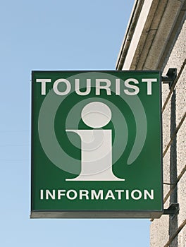 Tourist information on a green wall sign
