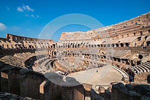 Tourist inside Rome Colosseum Italy