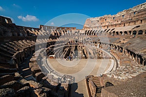 Tourist inside Rome Colosseum Italy