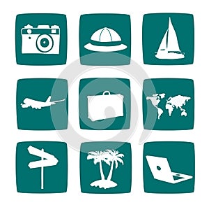 Tourist items icon set