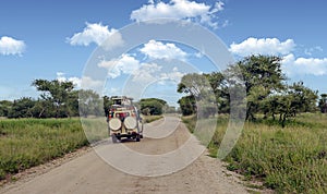 Tourist in jeep safari