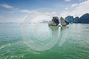 Tourist Junks in Halong Bay from titop dragon island photo