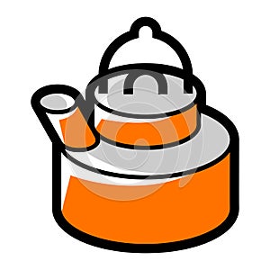 Tourist kettle icon. Travel camping equipment for survival in outdoor.