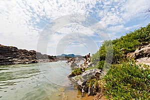 Tourist on Khongyai beach Laos