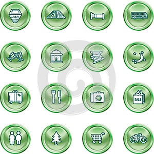 Tourist locations icon set