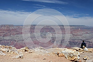 Tourist looking at Grand Canyon