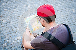 Tourist looking at a map