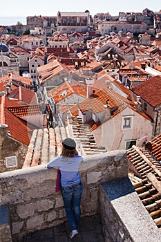 Tourist looking over the roofs