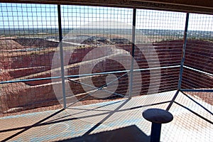 Tourist lookout at open pit gold mine