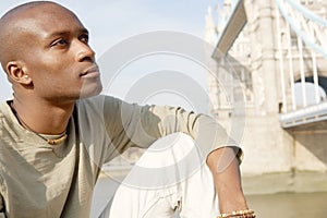 Tourist man in London portrait.