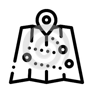 Tourist Map with Locations Icon Vector Outline Illustration