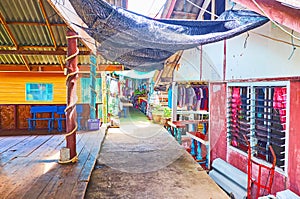 The tourist market in Ko Panyi village, Phang Nga Bay, Thailand