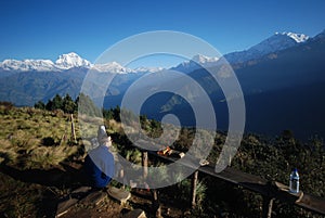 Tourist in Nepal enjoying the views