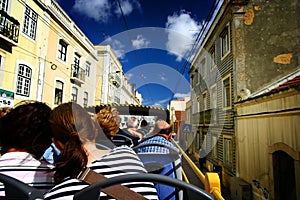 Tourist on opentop bus