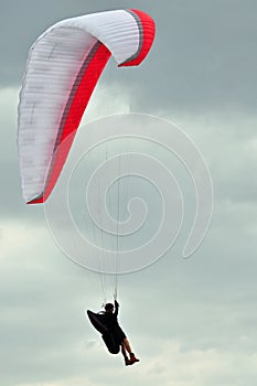 Tourist paragliding on adventure holiday