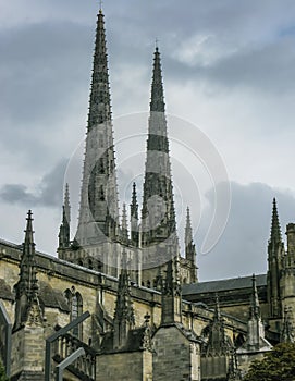 Tourist passing the Famous Cathedrale Saint-Andre de Bordeaux