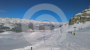 Italian dolomits, skying holiday in alps, trento