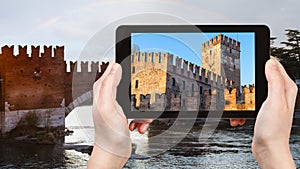 tourist photographs Scaliger Castel in Verona