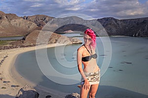 Woman posing in beach