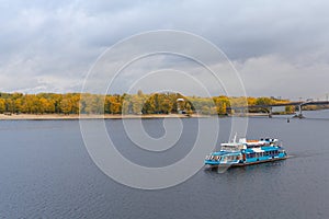 Tourist pleasure boats on the Dnepr River