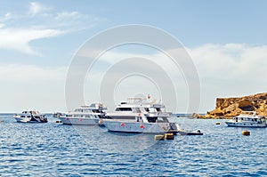 Tourist pleasure boats in the harbor of Sharm El Sheikh