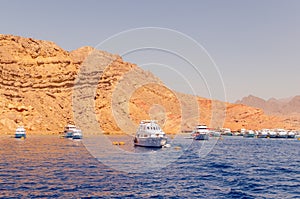 Tourist pleasure boats in the harbor of Sharm El Sheikh