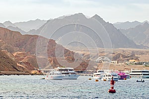 Tourist pleasure boats in the harbor of Sharm El Sheikh