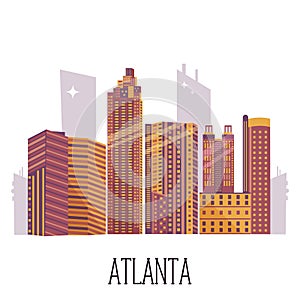 Tourist poster, banner with skyline of Atlanta