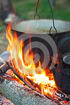 Tourist pot over camp fire