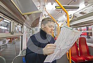 Tourist reading map