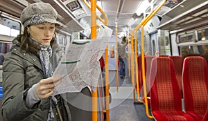 Tourist reading map