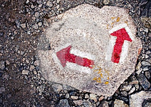 Tourist red marks facing two directions