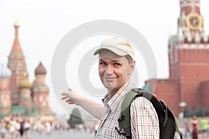 Tourist on Red Square, Moscow, Russia