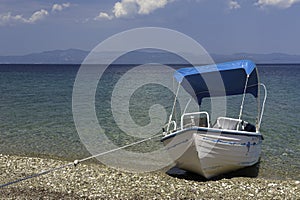 Tourist rented boat on the beach