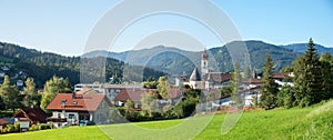 Tourist resort Achenkirch, tirolean landscape and mountains
