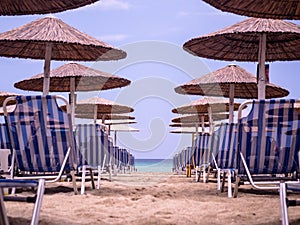Tourist resort, summer season scene in Greece