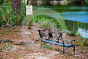 Tourist route in the Flordia springs park with crocodile schedule