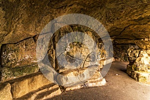 Tourist route, powerful rocks and vegetation, rock cave, interesting tourist destination, geology