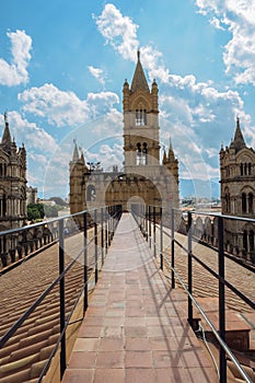 Tourist route on roof of cathedral in Palermo