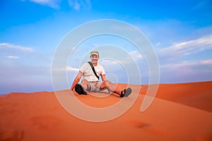 Tourist on a sand dunes