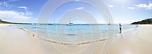 Tourist at scenic Long Beach Jervis Bay photo