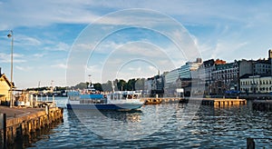 Tourist ship in Old Port of Helsinki, Finland