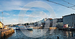 Tourist ship in Old Port of Helsinki, Finland