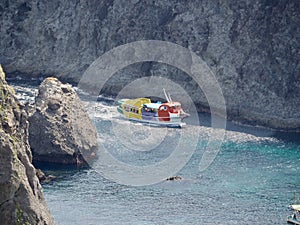 Tourist Ship at the Picturesque Coast of Izu Peninsula