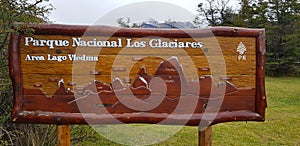 A tourist sign in El Chalten, Argentina photo