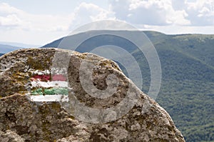 tourist sign or mark in mountains in Poland - Bieszczady